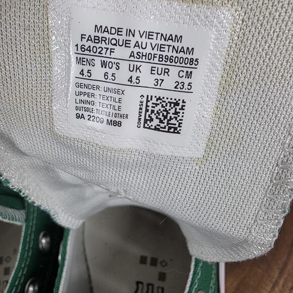 Converse Chuck Taylor All Star Womens Green And White Size 6.5 High Top Shoes - Picture 7 of 8